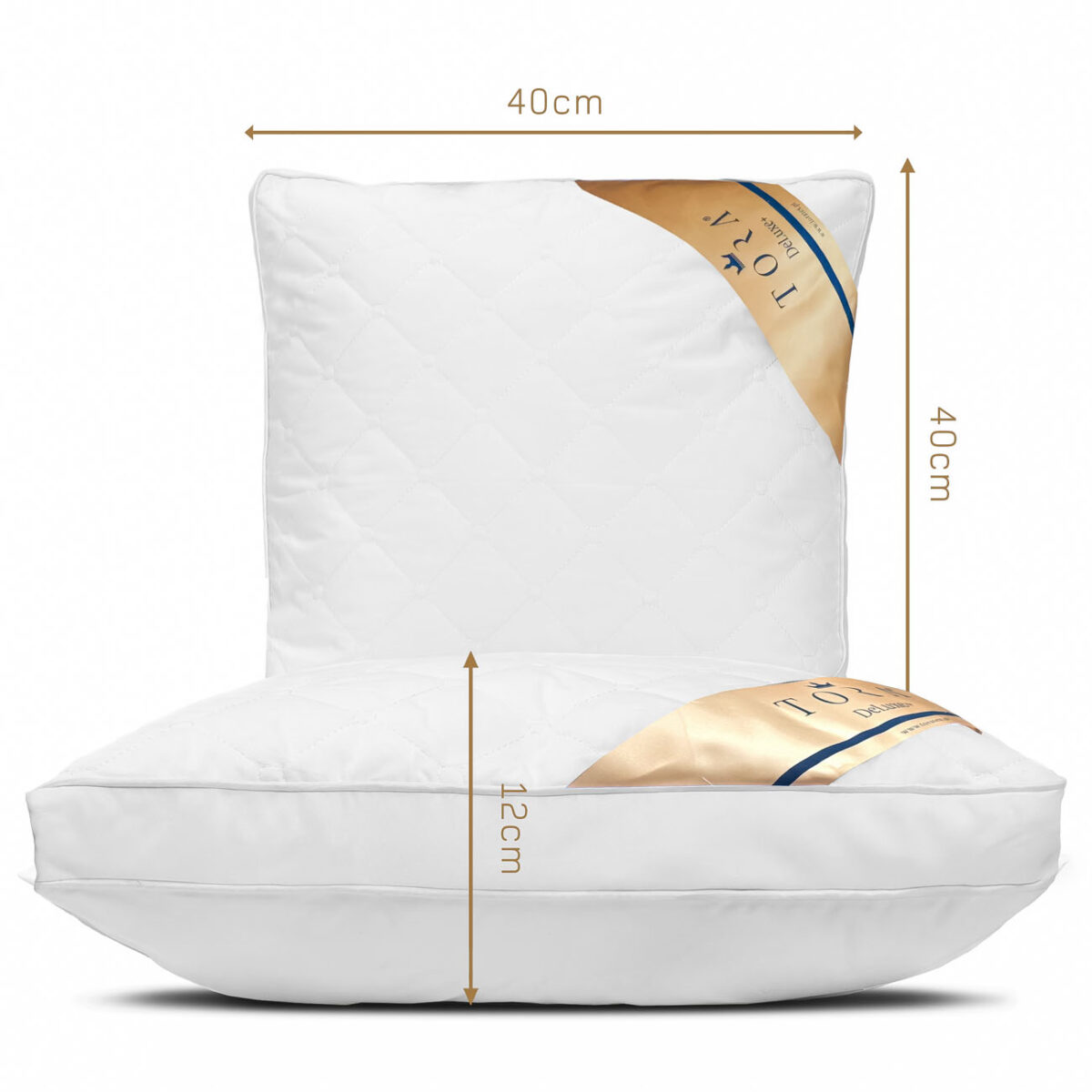 Poduszka hotelowa TORA DeLuxe+ – rozmiar 40x40 cm Poduszka hotelowa TORA DeLuxe+ – wymiary 40x40 cm, wysokość 12 cm
