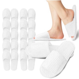 Pantofle, kapcie hotelowe białe w paski zestaw 100 par