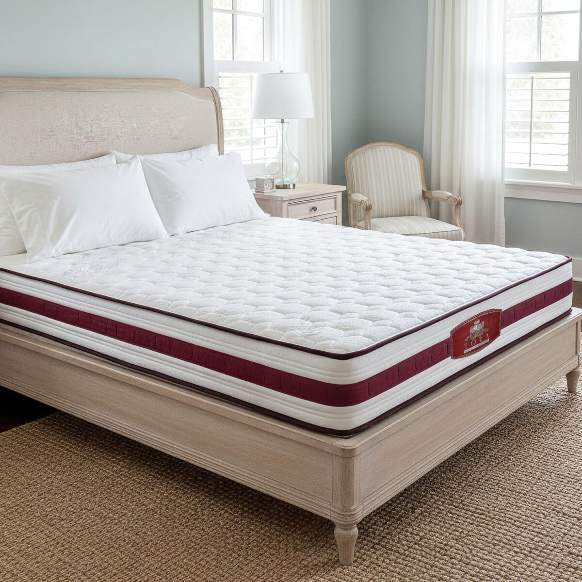 The latest model of a luxury mattress is displayed in the showca