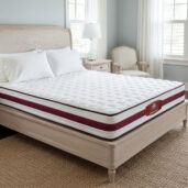 The latest model of a luxury mattress is displayed in the showca