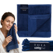 Ręcznik do twarzy 30x30 cm bawełna 100% 600gsm – granatowy zestaw 10 szt. TORA