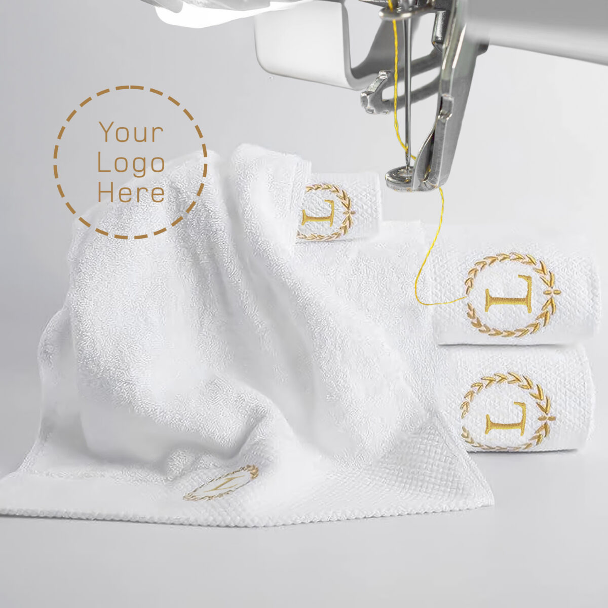 Ręcznik hotelowy 40x40 cm DeLuxe – detal haftu i wykończenia bordiury