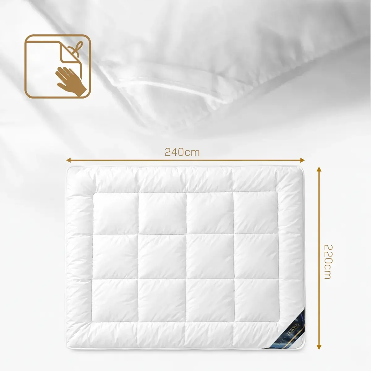Kołdra hotelowa TORA Luksus – rozmiar 240x220 cm Kołdra hotelowa TORA Luksus 240x220 cm – wymiary